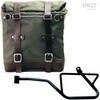Unitgarage / ユニットガレージ Canvas Side Pannier Scram 22L-30L + Left Subframe Guzzi V7_850， Green/Brown | U201+2216SX-Green-Brown