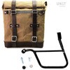 Unitgarage / ユニットガレージ Canvas Side Pannier Scram 22L-30L + Left Subframe Triumph Street 900 Series (2017 until now)， Beige/Brown | U201+1013SX-Beige-Brown