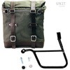 Unitgarage / ユニットガレージ Canvas Side Pannier Scram 22L-30L + Left Subframe Triumph Street 900 Series (2017 until now)， Green/Brown | U201+1013SX-Green-Brown