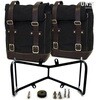 Unitgarage / ユニットガレージ Two Side Panniers Canvas + Symmetrical Double Subframe NineT， Black/Brown | 2xU001+1632+A2_Black-Brown