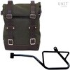 Unitgarage / ユニットガレージ Side Pannier Canvas + Left Subframe Guzzi V7_850， Green/Brown | U001+2216SX-Green-Brown