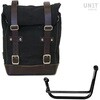 Unitgarage / ユニットガレージ Side Pannier Canvas + Left Subframe Guzzi V85 TT， Black/Brown | U001+2251SX-Black-Brown