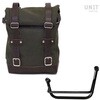 Unitgarage / ユニットガレージ Side Pannier Canvas + Left Subframe Guzzi V85 TT， Green/Brown | U001+2251SX-Green-Brown