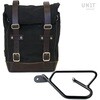 Unitgarage / ユニットガレージ Side Pannier Canvas + Left Subframe Guzzi V9 Bobber， Black/Brown | U001+2250SX-Black-Brown