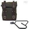 Unitgarage / ユニットガレージ Side Pannier Canvas + Left Subframe Guzzi V9 Bobber， Green/Brown | U001+2250SX-Green-Brown