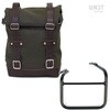 Unitgarage / ユニットガレージ Side pannier Canvas +Left frame for Ducati Scrambler 1100 with double exhaust on the right， Green/Brown | U001+1009SX_Green-Brown