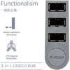 U2H-TZ325BGY/EC USBハブ USB2.0 3ポート バスパワー 直挿し 回転コネクタ ケーブルなし 省スペース スイングコネクタ コンパクト エレコム 65407388