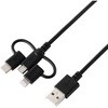 3in1 �P�[�u�� USB?A to Micro?B+�ϊ�2��(Lightning/USB?C) ���炩�P�[�u�� �[�d�E�f�[�^�]��480Mbps