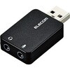 USB-AADC01BK オーディオ変換アダプタ USB-Φ3.5mm オーディオ出力 マイク入力 直挿し コンパクト エレコム 69560296