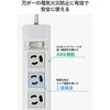 ECT-4520WH 電源タップ 延長コード 10個口 3P マグネット 雷ガード 抜け止め 一括スイッチ オフィス 会議室 コンセント エレコム 72120076