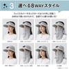 LN-HTSFSP01GY 扇風機付帽子 ソーラーファン 8WAY 日焼け対策 熱中症対策 Type-C給電 ソーラーパネル 3段階風量調整 フェイスカバー・ネックガード・頭頂カバー LEPLUS NEXT 72829027