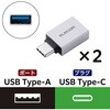 MPA-AFCMECADSV USB Type-C 変換アダプタ USB-Aポート Type-Cプラグ OTG対応 USB3.2 Gen1 5Gbps 超小型 2個セット エレコム 73446418