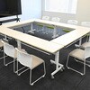 CKSC-55(GG/WH)×4 ミーティングチェア 4脚セット スタッキングチェア 完成品 取っ手付き YAMAZEN(山善) 73578201