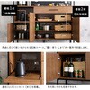 MGK-18135-WAL ヴィンテージ調マグネットワイド食器棚 ブラックガラス【GREACK-グリック-】? ホームテイスト 73614287