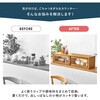 MUD-6127LBR 【 完成品 】 調味料ラック カウンター上収納  幅60/90cm 両面開閉 キッチン上 木製 カトラリー収納 ガラス扉 スリム 萩原 73633108