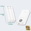 PF20 全固体 モバイルバッテリー PD20W 機内持ち込み可能 4台同時充電 急速充電 電池残量ディスプレイ搭載 USB-C内蔵ケーブル2本 Bigblue Tech(ビッグブルーテック) 73666078