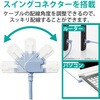 LD-GPATSW/BU30 LANケーブル Cat6A スイングコネクタ 左右90°回転 爪折れ防止 スリムケーブル(直径3.5mm) RoHS エレコム 74298885