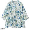 822237-01 822237 綿麻花柄前開きブラウスキナリM ケアファッション 75145765