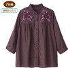 821724-02 821724 7分袖クラフト刺繍前開きブラウスボルドーL ケアファッション 75146036