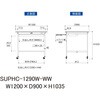 SUPHC-1290W-WW 軽量作業台/耐荷重128kg_移動式_ワイド引き出し付_ワークテーブル150シリーズ_低圧メラミン天板 山金工業 75711767