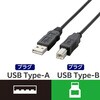 USBケーブル (USB2.0対応) A-Bタイプ ツイストペアケーブル RoHS指令準拠 USB(A)[オス]-USB(B)[オス] エレコム