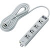 T-WRMK3430LG/RS 電源タップ 延長コード 4個口 3P マグネット 固定用フック穴付 抜け止め 雷ガード LED付 工事用 RoHS OAタップ エレコム 76081923