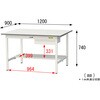 SUP-1290UT-WW 軽量作業台/耐荷重150kg_引き出し付き固定式_半面棚付_ワークテーブル150シリーズ_低圧メラミン天板 山金工業 76866126