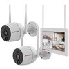Wi-Fiネットワーク屋外カメラセット カメラ2台 モニター1台 防犯カメラ タッチパネル アプリ連動 Wifi接続 アプリ連携 セキュリティ  防水 赤外線 暗視 配線不要 水鏡