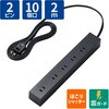 T-KF04-21020BK 電源タップ 延長コード 10個口 2P 吊下可 雷ガード ほこり防止シャッター コンセント ブラック エレコム 77488785