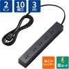T-KF04-21030BK 電源タップ 延長コード 10個口 2P 吊下可 雷ガード ほこり防止シャッター コンセント ブラック エレコム 77488803