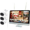 WTW-EG2616WHAX-16-4TB+WTW-EGR2319SFWX 3台 無線式 防犯カメラ、16インチディスプレイと標準赤外線カメラ 1～10台セット (Wi-Fi NVR) 16CHモデル 塚本無線 78057921