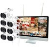 WTW-EG2616WHAX-16-4TB+WTW-EGR2319SFWX 7台 無線式 防犯カメラ、16インチディスプレイと標準赤外線カメラ 1～10台セット (Wi-Fi NVR) 16CHモデル 塚本無線 78057975