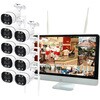 WTW-EG2616WHAX-16-4TB+WTW-EGR2319SFWX 9台 無線式 防犯カメラ、16インチディスプレイと標準赤外線カメラ 1～10台セット (Wi-Fi NVR) 16CHモデル 塚本無線 78058000