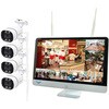 WTW-EG2616WHAX-16-4TB+WTW-EGR2319SFWX 4台 無線式 防犯カメラ、16インチディスプレイと標準赤外線カメラ 1～10台セット (Wi-Fi NVR) 16CHモデル 塚本無線 78058036
