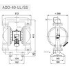 ADD-40-LL-TLT エア駆動式ダイアフラムポンプ ステンレスモデル(316) エイチツー 79803930
