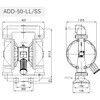 ADD-50-LL-TLT エア駆動式ダイアフラムポンプ ステンレスモデル(316) エイチツー 79803975