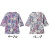 822234-01 822234 6分袖後ろ長めオパール柄Tシャツ ケアファッション 80155821