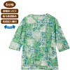 822234-01 822234 6分袖後ろ長めオパール柄Tシャツ ケアファッション 80155821