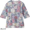 822234-11 822234 6分袖後ろ長めオパール柄Tシャツ ケアファッション 80156426