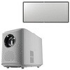 ミラーレスLEDプロジェクター&フック式100インチ簡易スクリーンセット LED PROJECTOR4 SET  ホワイト MS-PJHD04ST-WH エアリア