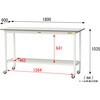 SUPHC-1860TT-WW 軽量作業台/耐荷重128kg_移動式_全面棚付_ワークテーブル150シリーズ_低圧メラミン天板 山金工業 88941815
