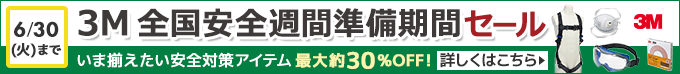 3M 全国安全週間準備期間セール　6/30（火）まで　いま揃えたい安全対策アイテム最大30％OFF!　詳しくはこちら