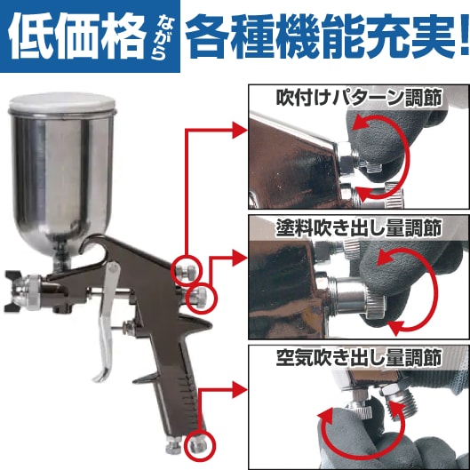 スプレーガン 重力式 400ccカップ付き セット 1セット モノタロウ