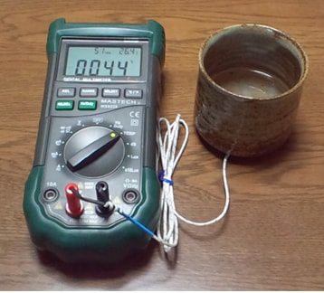 図4 熱電対による茶碗底部の温度測定例