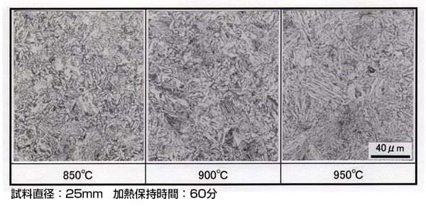 図４　各温度で焼ならししたSCM435の顕微鏡組織