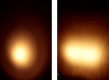 丸形と角形投光器の光のイメージ