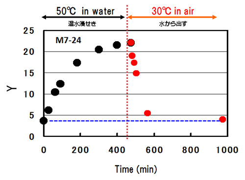 図1-48　M7-Zn24塗膜のY値と時間の関係