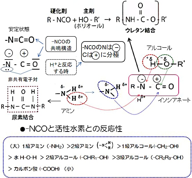 図5-55 ウレタン結合の生成と-NCOの反応性