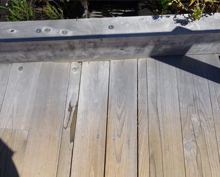 図-6 (図5-53) 大屋根リングの床材の変色箇所：グレー化